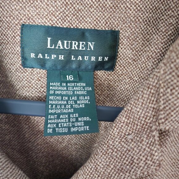 Lauren Ralph Lauren Silk Linen Wool Field Jacket – Brown Size 16 - Picture 4 of 5